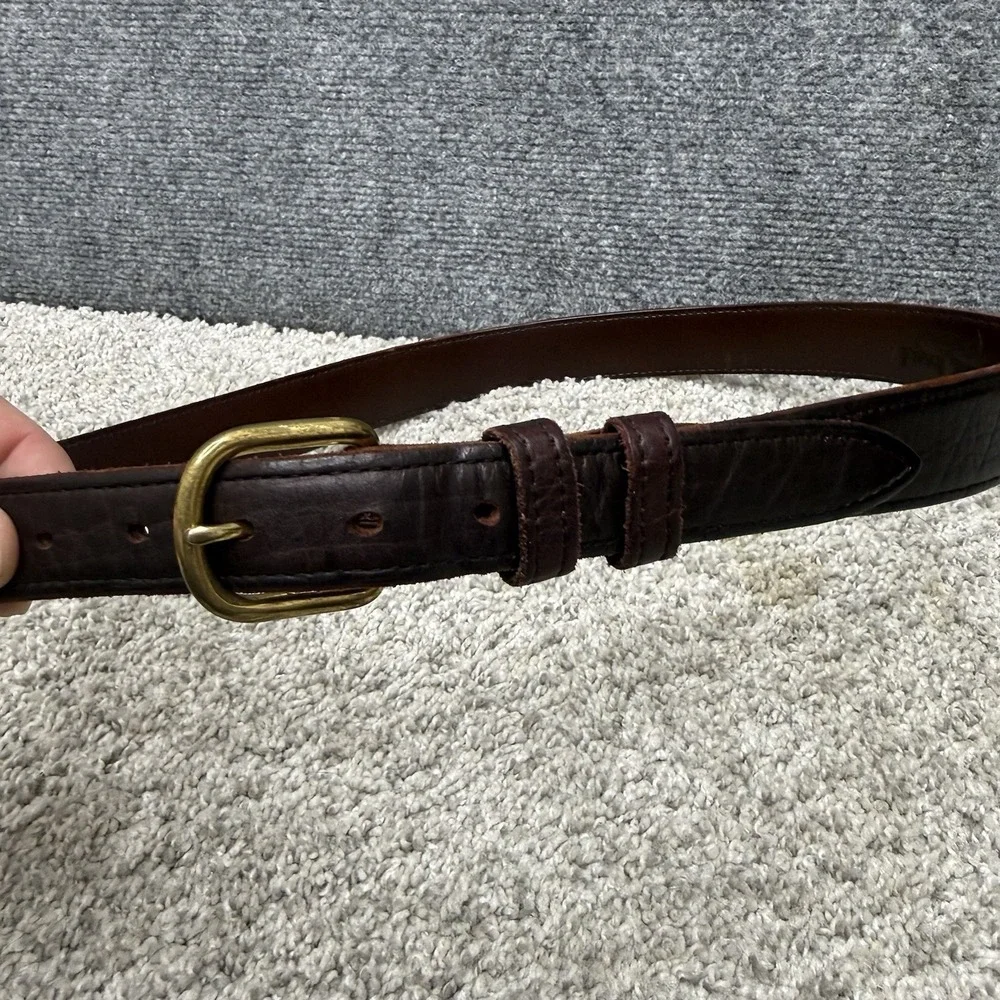 Footloose and Fancy‎ Things Bison Leather belt men's size 36 brass buckle brown